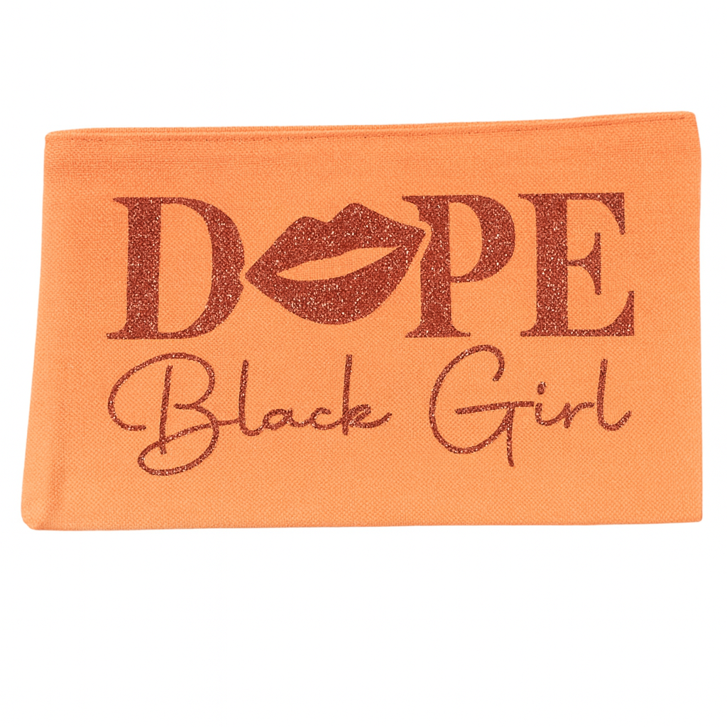 Orange headband with 'Dope Black Girl' text and lip graphic on background