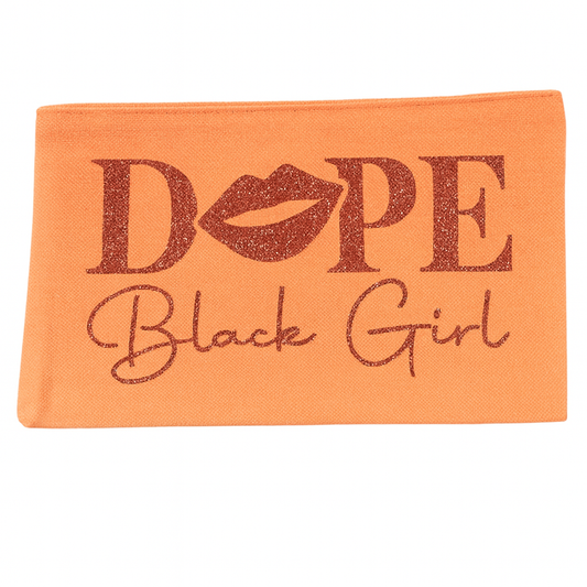 Orange headband with 'Dope Black Girl' text and lip graphic on background